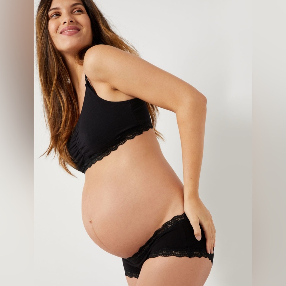 NWT A Pea in the Pod Lace Girl Short Maternity Panties in Black